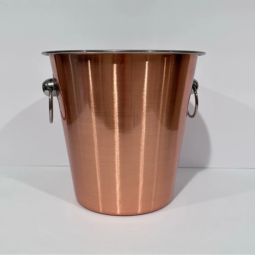 Copper Finish Stainless Steel Ice Bucket w/ Ring Handles-Wine/Drink Chiller
